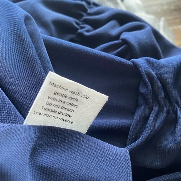 NWT NY Collection Navy Ruched A-Line Dress - Picture 7 of 8